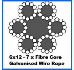 6x12 Fibre Core Galvanized Steel Wire Rope